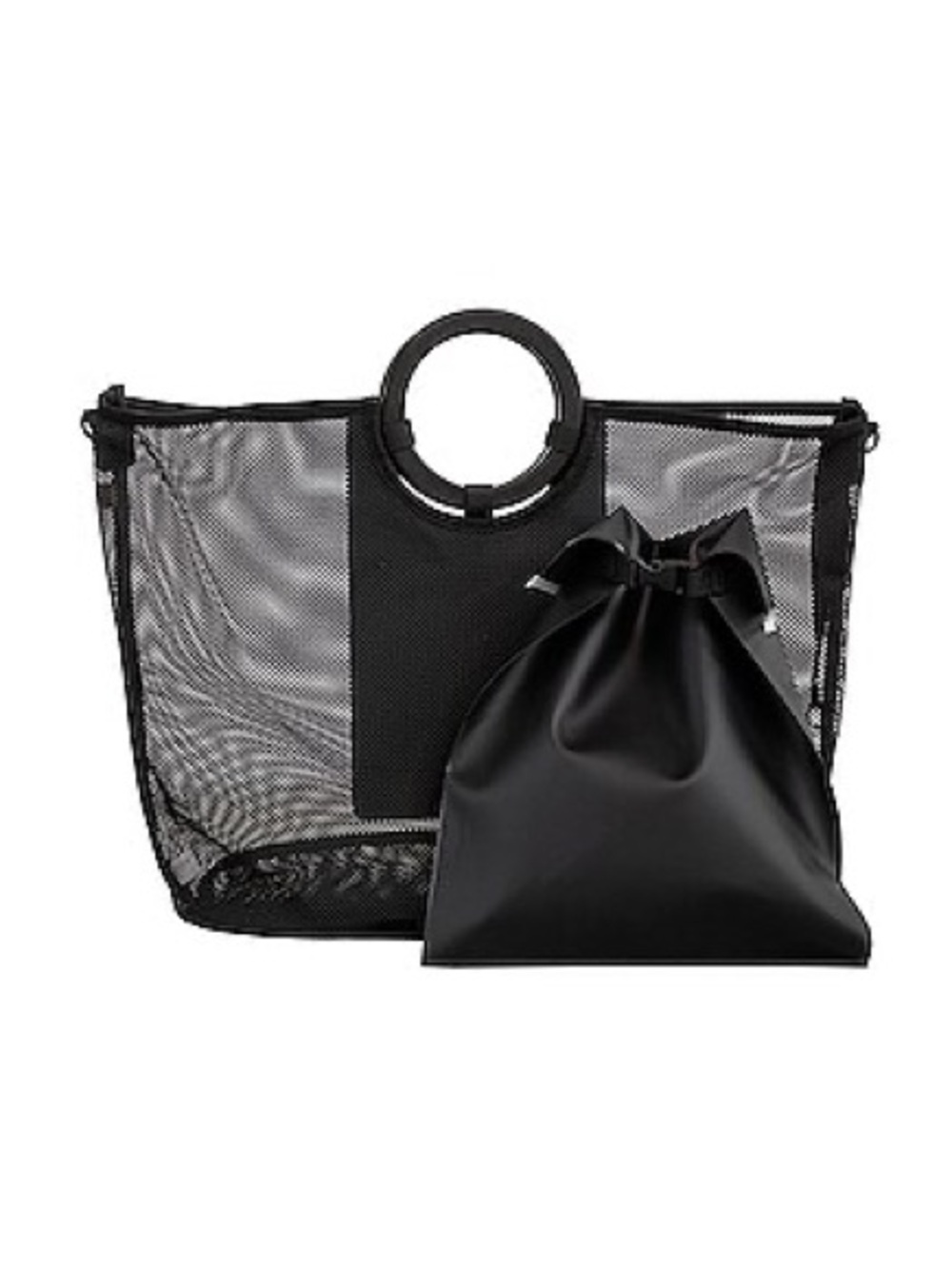 Beís Black Mesh Beach Tote with inside zipper Pouch - Women Bags
